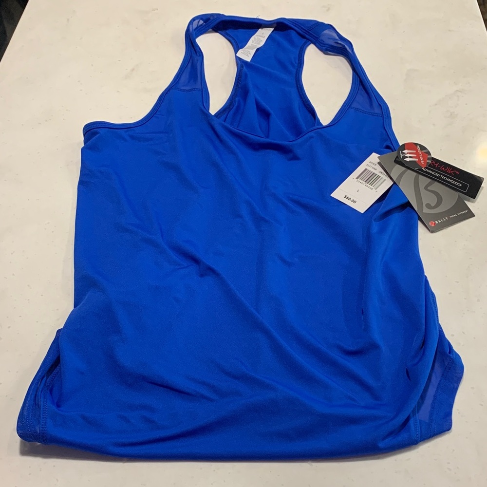 Bally Total fitness Blue Women’s Tank top NEW Size L Dry-Wik Ventilation Comfort